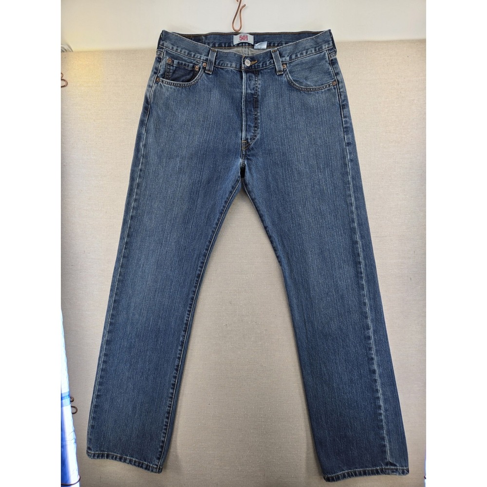 Levis 501 Jeans Mens 36x34 Tall Fits 35x34" Blue Straight Leg Denim Made México